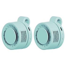 Living Glow 2pk Rechargeable Mini Clip Fans w/Charging Block 