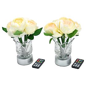 Living Glow Rechargeable LED Color Changing Flower Light - Set of 2
