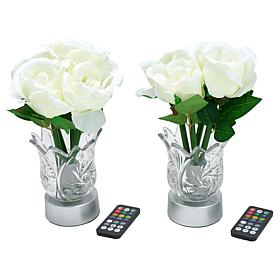 Living Glow Rechargeable LED Color Changing Flower Light - Set of 2