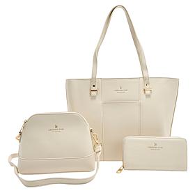 London Fog Faux Pebble Leather 3-Piece Tote Set