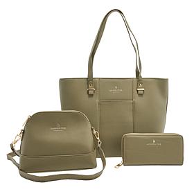 London Fog Faux Pebble Leather 3-Piece Tote Set