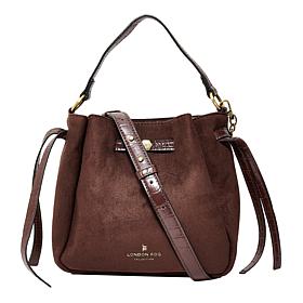 London Fog Leah Faux Suede Crossbody Shoulder Bag with Strap