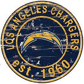 Los Angeles Chargers Round Distressed Sign