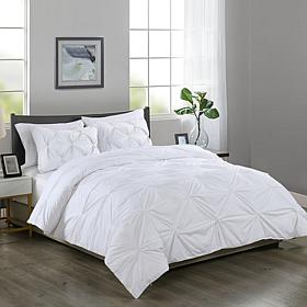 Lotus Home Cottonpure 100% Cotton Pintuck Duvet Cover Mini Set - F/Q