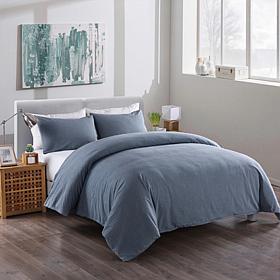 Lotus Home Messy Bed Washed Cotton Duvet Cover and Sham Set - King
