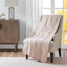Madison Park Tuscany Oversized Quilted Scalloped Throw - Blush, 60x72"