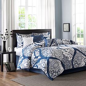 Madison Park Vienna 7-piece Cotton Comforter Set - Indigo, Queen