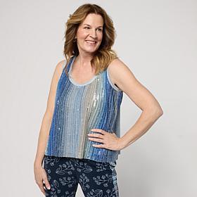 Mark & James by Badgley Mischka Draped Striped Sequin Top