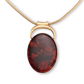 MarlaWynne 36" Brass and Resin Oval Adjustable Pendant Necklace