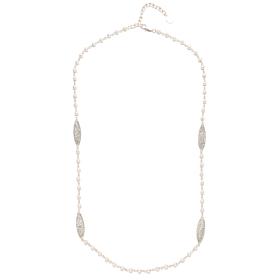 MarlaWynne Brass and Crystal Oval Station Beaded Necklace