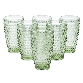 Martha Stewart 6-Piece Hobnail Handmade Glass Tumbler Set - Green
