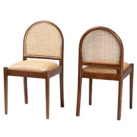 Maryland Dining Chair with Acacia Wood & Rattan, 18.5"W x 34.6"H