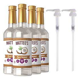 Matteo's 4-pack Sugar-Free Assorted Flavored Syrup w/2 Pumps