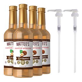 Matteo's 4-pack Sugar-Free Hazelnut Coffee Syrup w/2 Pumps
