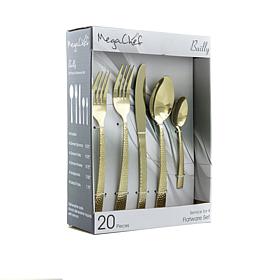 MegaChef Baily 20 Piece Flatware Utensil Set, Stainless Steel Silve...