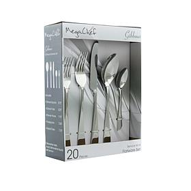 MegaChef Gibbous 20 Piece Flatware Utensil Set, Stainless Steel Sil...