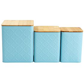 MegaChef Square Iron Canister Set, Turquoise - 3 Piece