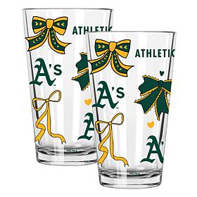 Memory Company 2-pack MLB 16oz Bow Pint Glass, Athletics