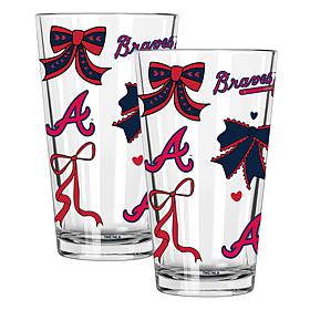 Memory Company 2-pack MLB 16oz Bow Pint Glass, Atlanta Braves