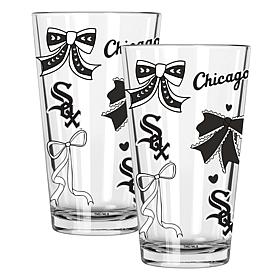 Memory Company 2-pack MLB 16oz Bow Pint Glasses, Chicago White Sox