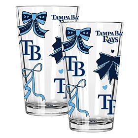 Memory Company 2-pack MLB 16oz Bow Pint Glasses, Tampa Bay Rays