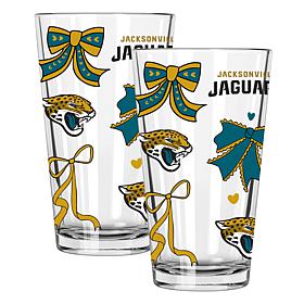 Memory Company 2-pack NFL 16oz Bow Pint Glass, Jacksonville Jaguars