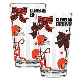 Memory Company 2-pack NFL 16oz Bow Pint Glasses, Cleveland Browns