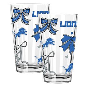 Memory Company 2-pack NFL 16oz Bow Pint Glasses, Detroit Lions