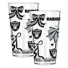 Memory Company 2-pack NFL 16oz Bow Pint Glasses, Raiders