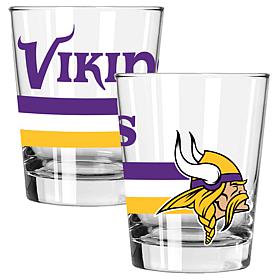 Memory Company Big Stripes Minnesota Vikings 2pk 15oz Dbl Old Fashion