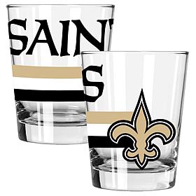Memory Company Big Stripes New Orleans Saints 2pk 15oz Dbl Old Fashion
