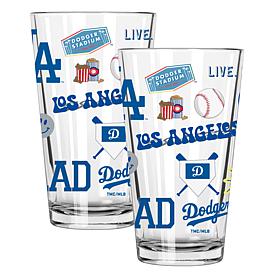 Memory Company MLB Dodgers 16-oz Stainless Steel Pint Glasses 2-Pack