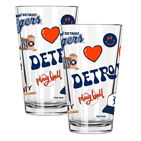 Memory Company MLB Tigers 16-oz Stainless Steel Pint Glasses 2-Pack