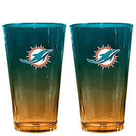 Memory Company NFL Dolphins 16oz Ombre Pint Glasses - 2-pack