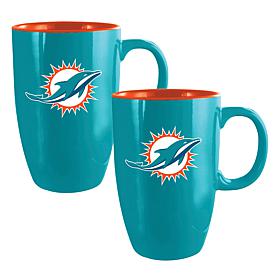 Memory Company NFL Dolphins 20oz Ceramic Team Tall Mug 2-Pack