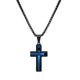 Men's Stainless Steel Double Cross Pendant with Chain