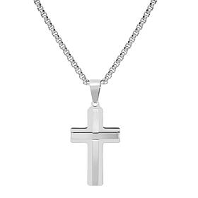 Men's Stainless Steel Double Cross Pendant with Chain