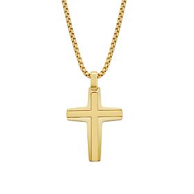 Men's Stainless Steel Layered Cross Pendant with Chain Necklace