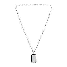Men's Two-tone Stainless Steel Diamond Accent Dog Tag with Chain