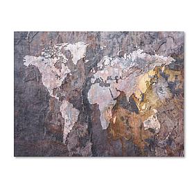 Michael Tompsett "World Map - Rock" Canvas - 18" x 24"