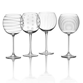 Mikasa Cheers Set of 4 Etched-Crystal Balloon Glasses
