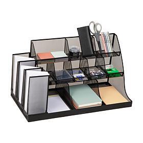 Mind Reader 14-Compartment 3-Tier Large Breakroom Organizer Black Mesh