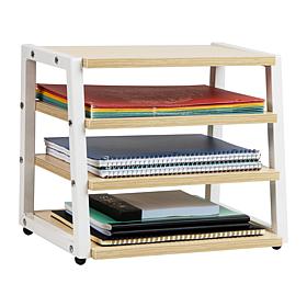 Mind Reader 4 Tier Desk Organizer Metal MDF White