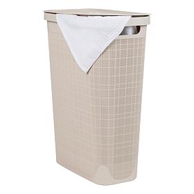 Mind Reader 40L Laundry Hamper with Lid Linen Design Black
