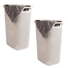 Mind Reader 60 Liter Slim Laundry Hamper Set of 2 Brown
