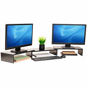 Mind Reader Adjustable 2-Tier Dual Monitor Riser, Black
