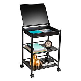 Mind Reader Cart with Covered Compartment Office Organizer Metal