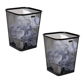 Mind Reader Mesh Trash Can Waste Paper Basket Square Set of 2