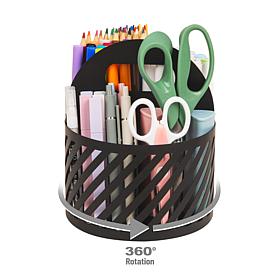 Mind Reader Metal Desktop Organizer with Handle & Rotating Base
