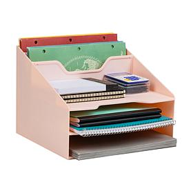 Mind Reader Plastic Desktop Organizer Vertical File Holder Pink